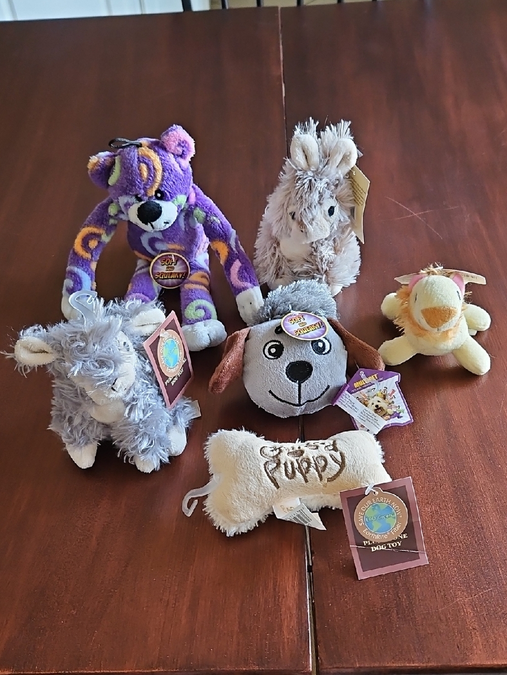 Fur Baby Dog Toys - 6 Plush Toys for Dogs Puppies